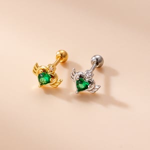 1 Piece Simple Series Classic Heart Titanium Steel   Gold Color Material Zircon Women's Stud Earrings h5 